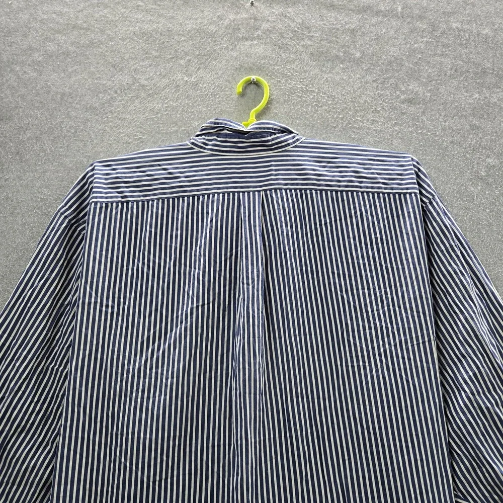 Ralph Lauren Men Button Up Shirt 5X BIG Blue Embroidered Striped Blake